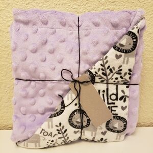 New Handmade 24"x24" Minky And Snuggle Flannel Cuddle Blanket - Lavender
